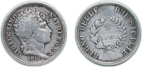 Italy Kingdom of Naples Italian states 1813 2 Lire - Joachim Murat Silver (.900) (220294) 9.88g VF KM 258 MIR 442