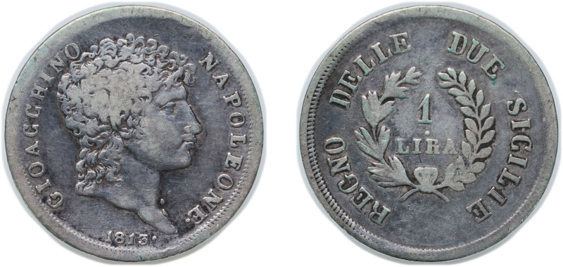 Italy Kingdom of Naples Italian states 1813 1 Lira - Joachim Murat Silver (.900)...