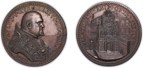 Italy Papal States Italian states 1605-1621 Medal - Paul V (Construction of the Porta Vaticana) Bronze 62.1g UNC Modesti 1091