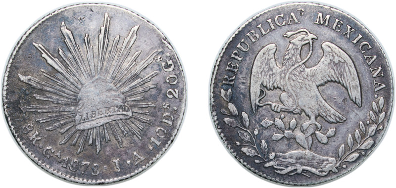 Mexico Federal Republic 1878 Ga JA 8 Reales Silver (.903) Guadalajara Mint (7640...