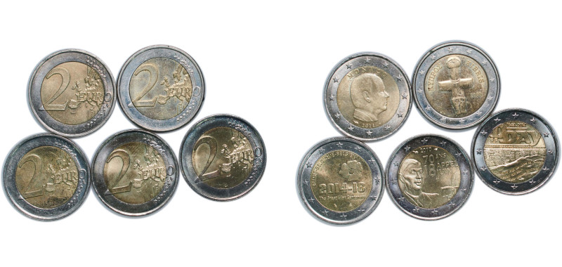 Monaco European Union 21th Century Bimetallic 2 Euros (5 Lots) BU