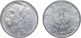 Poland Second Republic 1936 10 Zlotys (Józef Piłsudski) Silver (.750) (2130000) 22g XF Y 29 Schön 28