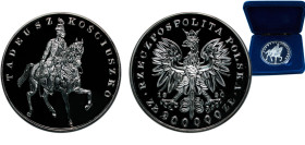 Poland Third Republic 1990 200 000 Zlotys (Tadeusz Kościuszko) Silver (.999) Solidarity Mint (10000) 155.5g PF Y 203 ParM 637 Fischer Po K084