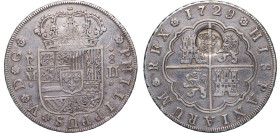 Portugal Azores 1729 M JJ Portuguese Administration Counterstamped 1200 Reis Spain Madrid 8 Reales - Felipe V :Counterstamp "Crowned GP" Silver (.917)...