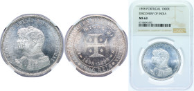 Portugal Kingdom 1898 1000 Réis - Carlos I (Discovery of India) Silver (.9167) Lisbon Mint (300000) 25g NGC MS 63 KM 539 Gomes C1 14
