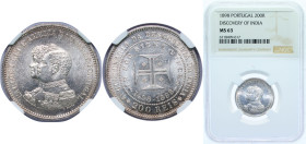 Portugal Kingdom 1898 200 Réis - Carlos I (Discovery of India) Silver (.9166) Lisbon Mint (250000) 5g NGC MS 63 KM 537 Gomes C1 10