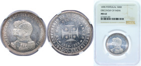 Portugal Kingdom 1898 500 Reis - Carlos I (Discovery of India) Silver (.917) Lisbon Mint (300000) 12.5g NGC MS 62 KM 538 Gomes C1 12