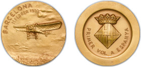 Spain ND Medal - First Spanish Flight Brass 59.2g UNC