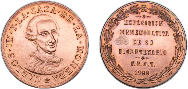 Spain Kingdom 1988 Mo Medal - Juan Carlos I (EXPOSICIÓN CARLOS III Y LA CASA DE ...