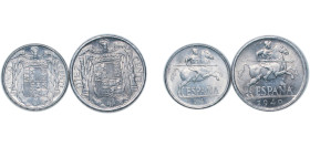 Spain Kingdom 1940 5 &10 Centimos Set - Francisco Franco (2 Lots) Aluminium UNC