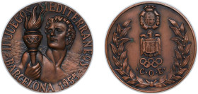 Spain Nationalist Government 1955 Medal - II JUEGOS MEDITERRANEOS Bronze 102.4g BU