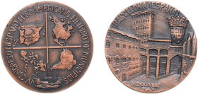 Spain Nationalist Government 1967 Medal - Francisco Franco (IV CONGRESO HISPANO-LUSO-AMERICANO-FILIPINO DE MUNICIPIOS) Bronze 41g UNC