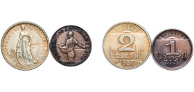 Spain Second Republic 1937 Asturias and León Pesetas Set (2 Lots) XF
