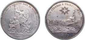 Switzerland Federal State 1881 5 Francs (Fribourg Shooting Festival) Silver (.900) Bern Mint (30000) 25g XF HMZ 2 1343m Richter SS 403 Dav ECT 389 KrS...