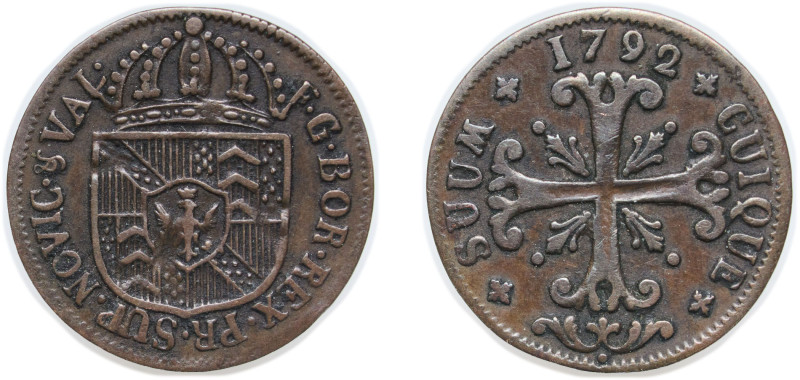 Switzerland Principality of Neuchâtel Swiss cantons 1792 ½ Batzen - Frederick Wi...