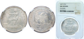 United States Federal republic 1877 S 1 Dollar "Trade Dollar" Silver (.900) San Francisco Mint (9519000) 27.22g NGC UNC Cleaned KM 108