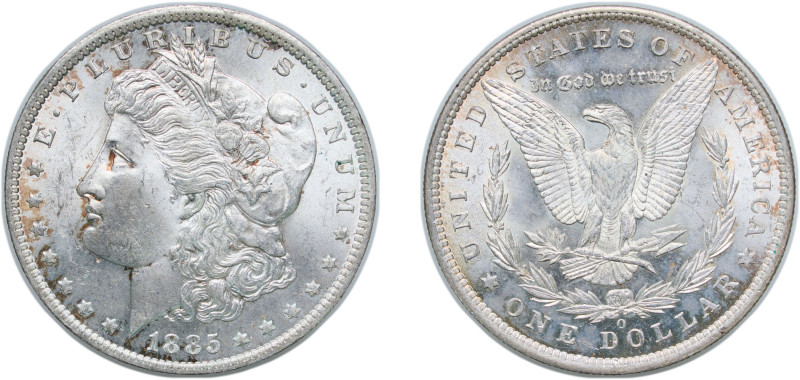 United States Federal republic 1885 O 1 Dollar "Morgan Dollar" Silver (.900) New...