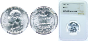 United States Federal republic 1964 ¼ Dollar "Washington Silver Quarter" Silver (.900) Philadelphia Mint (564341347) 6.25g NGC MS 63 KM 164 Schön 168...