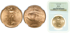 United States Federal republic 1915 S 20 Dollars (Saint-Gaudens - Double Eagle, With motto) Gold (.900) (.100 copper) San Francisco Mint (567500) 33.4...
