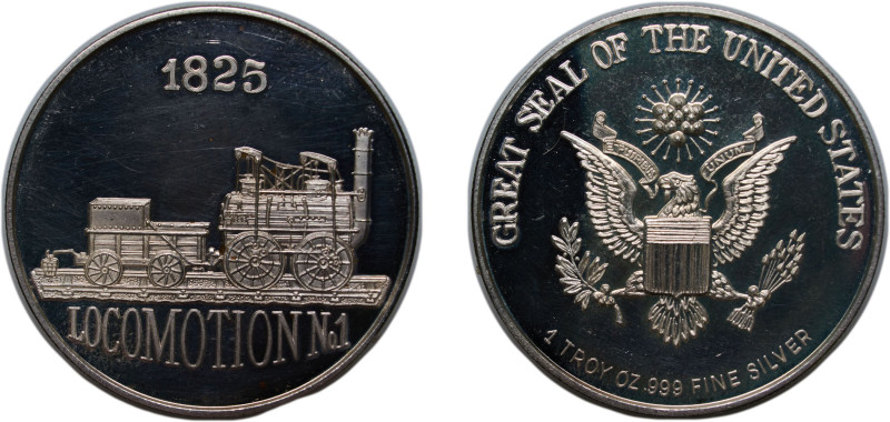 United States Federal republic ND Medal - Locomotion no.1 Silver (.999) 31.32g P...