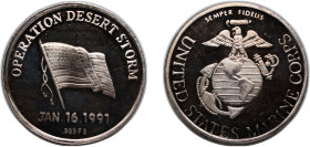 United States Federal republic 1991 Medal - US. Marine Silver (.999) 31.03g PF