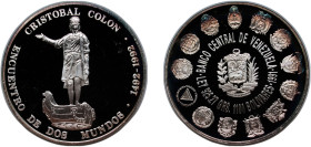 Venezuela Fourth Republic 1991 1100 Bolívares (Cristobal Colón) Silver (.925) Mexico City Mint (30000) 27g PF Y 68 NCV mv1100bs-aa01p