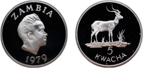 Zambia Republic 1979 5 Kwacha (Conservation) Silver (.925) Royal Mint (3407) 28.36g PF KM 18 KM 18a