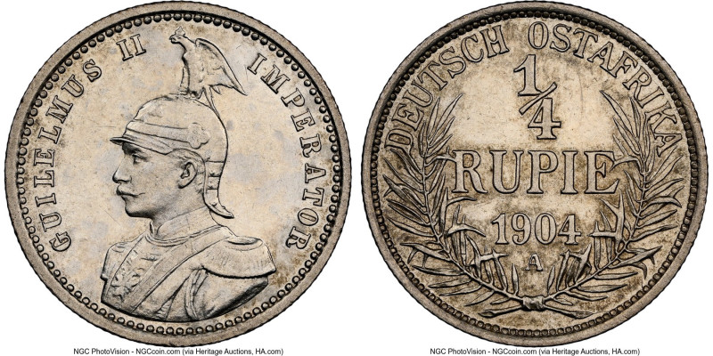 German Colony. Wilhelm II 1/4 Rupie 1904-A MS61 NGC, Berlin mint, KM8. HID098012...