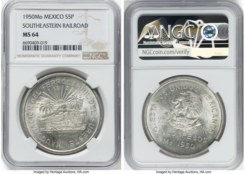 Estados Unidos 3-Piece Lot of Certified Multiple Pesos MS64 NGC, 1) "Southeaster...