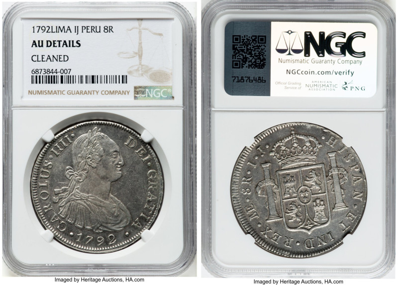 Charles IV 4-Piece Lot of Certified 8 Reales NGC, 1) 8 Reales 1792 LM-IJ - AU De...