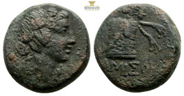 Pontos. Mithradates VI Eupator. AE 21. 85-65 BC. Amisos. (Gc-3640). (Sng Cop-146).
 (Sng Black Sea-1209). Rev.: AMIΣOY. Cista mystica. Ae. 8,8 g. 19,6...