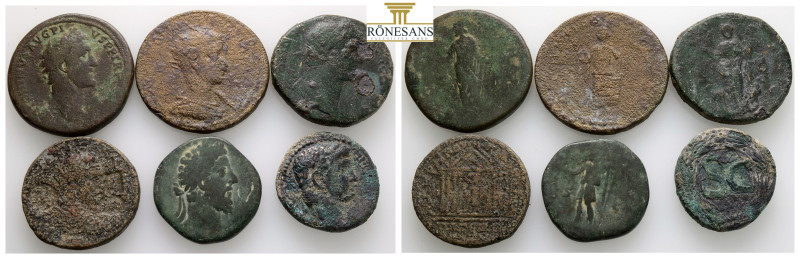 Ancient Bronze Coins, 6 Pieces, Sold As Seen, No Returns.