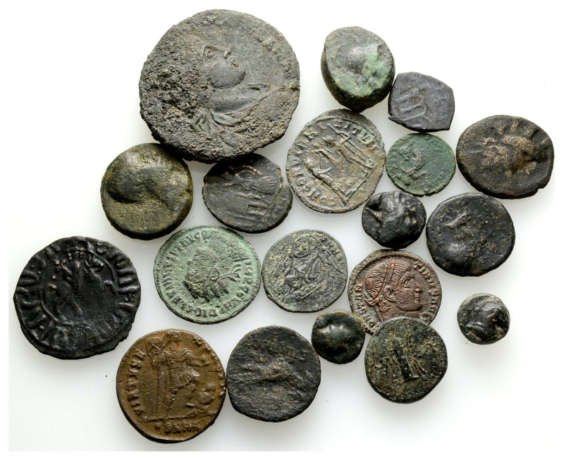 Ancient Bronze Coins, 19 Pieces, Sold As Seen, No Returns.