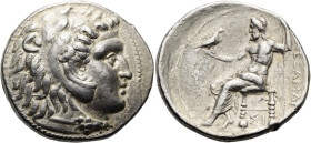 MAKEDONISCHE KÖNIGE. Alexander III. der Große, 336 - 323 v. Chr. Tetradrachme ø 28mm (17.10g). Frühe posthume Prägung. Mzst.Sidon. Vs.: Kopf des Herak...