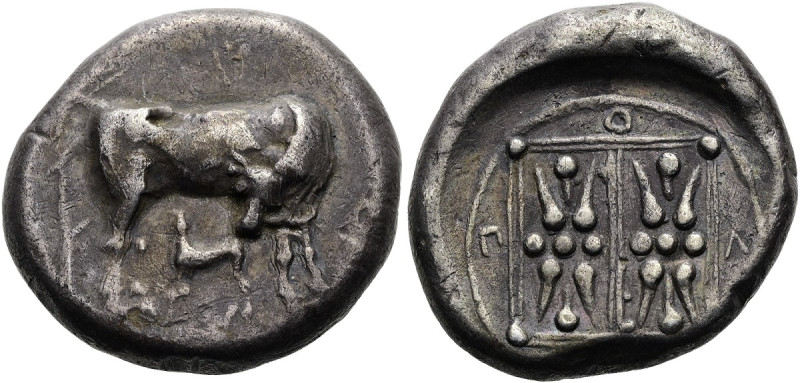 ILLYRIEN. APOLLONIA Stater ø 22mm (10.80g). ca. 340 - 280 v. Chr. Vs.: Kuh n. r....