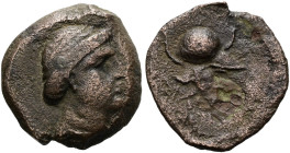 NÖRDLICHE LEVANTE. SELEUKIDEN Antiochos I. Soter, 281 - 261 v. Chr. Nominal D ø 14mm (1.38g). Mzst.Aï Khanoum. Vs.: Kopf des Apollon mit Lorbeerkranz ...