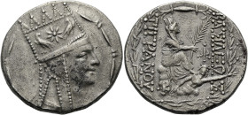 ARMENIEN. KÖNIGREICH ARMENIEN Tigranes II., der Große, 95 - 56 v. Chr. Tetradrachme ø 27mm (15.93g). ca. 80 - 68 v. Chr. Mzst.Tigranokerta. Vs.: Drapi...