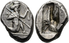 KÖNIGREICH DER ACHÄMENIDEN. Typ IIIb (früh). Siglos ø 17mm (5.38g). Xerxes I. - Dareios II., ca. 485 - 420 v. Chr. Mzst.Sardeis. Vs.: Großkönig mit Ki...