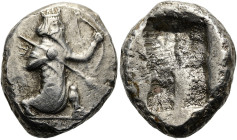 KÖNIGREICH DER ACHÄMENIDEN. Typ IIIb (spät). Siglos ø 17mm (5.52g). Xerxes II. - Artaxerxes II., ca. 420 - 375 v. Chr. Mzst.Sardeis. Vs.: Großkönig mi...