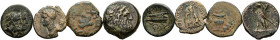 Griechische Bronzemünzen. Östlicher Mittelmeerraum, 3. Jh. v. Chr. - 2. Jh. n. Chr. Ptolemaios II., AE-Hemibol; AE Arados, HGC 90; AE 1. jüdischer Auf...