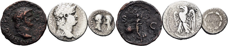 Nero. Kleine Sammlung. 54 - 68 n. Chr. Denar: Vs.: Nero und Agrippina, gegenstän...