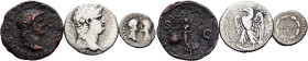 Nero. Kleine Sammlung. 54 - 68 n. Chr. Denar: Vs.: Nero und Agrippina, gegenständige Büsten. Rs.: Kranz. (RIC 2) / Tetradrachme Antiochia: Rs. Adler. ...