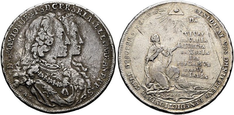 BAYERN Maximilian III. Josef, 1745 - 1777. Silbermedaille (17.47g). 1747, von Fr...