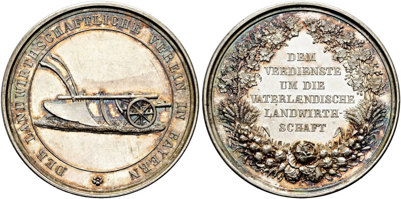 BAYERN Ludwig II., 1864 - 1886. Silbermedaille (58.21g). o.J. (um 1870), von J. ...