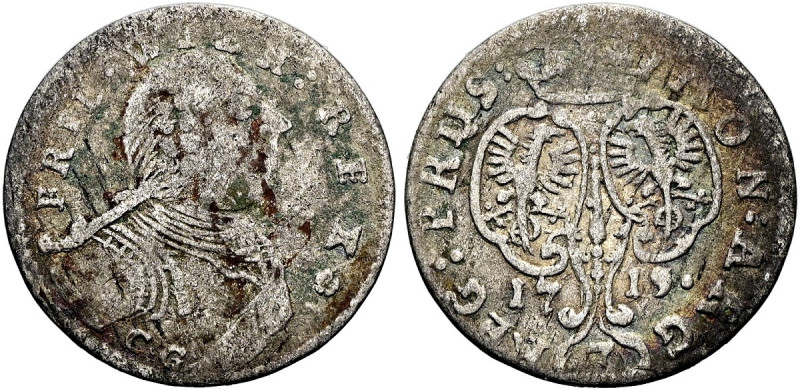 BRANDENBURG / PREUSSEN Friedrich Wilhelm I., 1713 - 1740. 3 Gröscher (1.57g). 17...