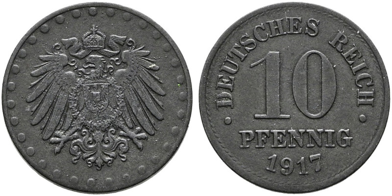 REICHSKLEINMÜNZEN. 10 Pfennig (3.24g). 1917. Großer Reichsadler in Perlkreis / W...