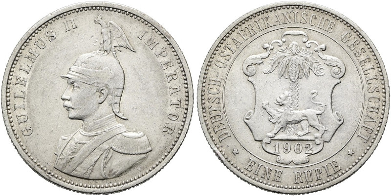 DEUTSCHE KOLONIEN. DEUTSCH OSTAFRIKA Rupie (11.61g). 1902 (A), Berlin. Behelmtes...