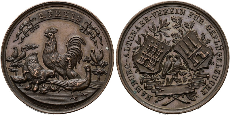 LANDWIRTSCHAFT. Hamburg, Stadt Bronzemedaille (19.53g). o.J., von Heinrich Loren...