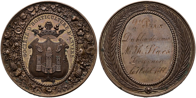 BELGIEN. ANTWERPEN Stadt. Bronzemedaille (33.65g). 1840, von Braemt. Prämie der ...