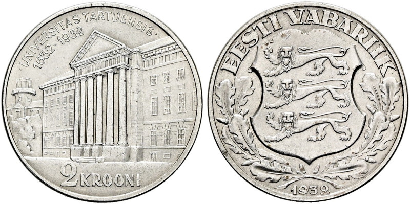 ESTLAND. Republik, 1918 - 1940. 2 Krooni (12.03g). 1932. Auf das 300. Jubiläum d...